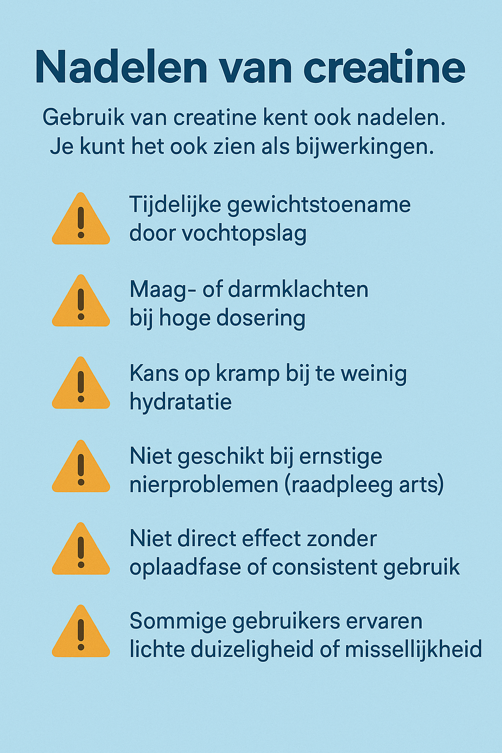 Wat zijn de nadelen van creatine